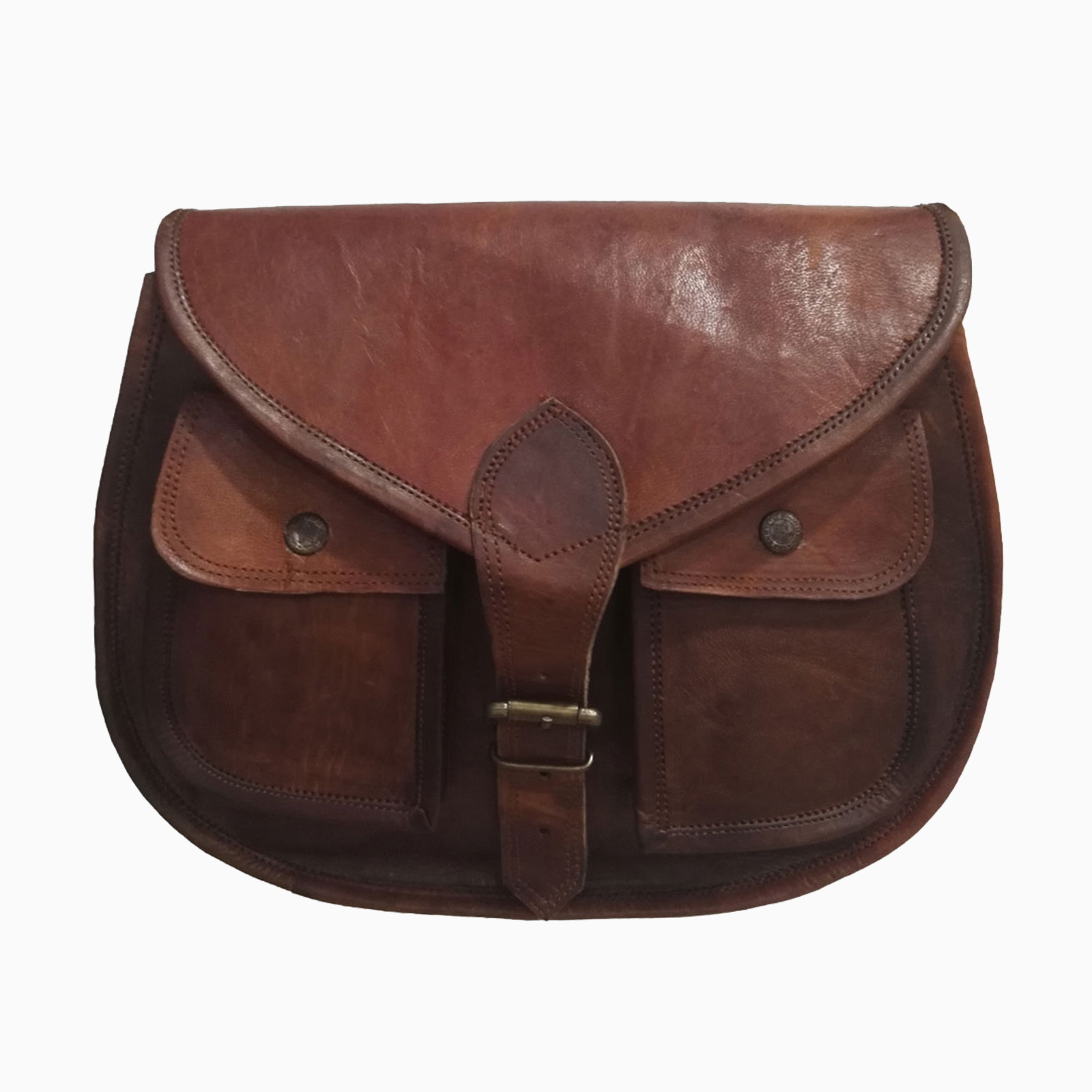 Genuine Brown Leather Women's Saddle-Style Purse Everyday Sling Handbag Crossbody Bag